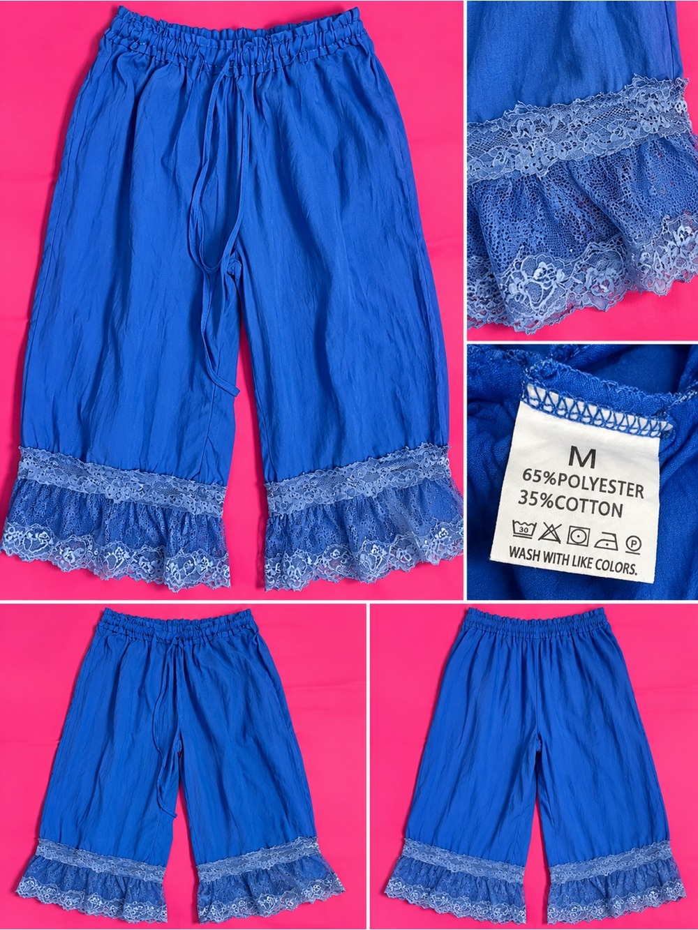 Boutique Blue Lace lace trim pants